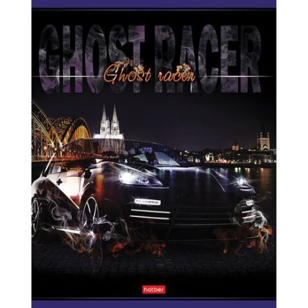 Тетрадь А5 48 л. HATBER скоба, клетка, выборочный лак, "Призрачный гонщик" (5 видов в спайке), 48Т5вмВ1