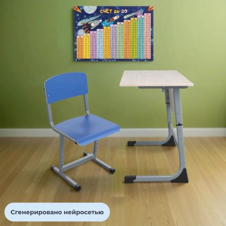 Парта MET_Стол ученический Комус Мебель Школа 2.0,2-м.5-7р.г.шамони св/сер