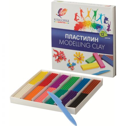Пластилин классический Луч Классика 12 цветов 240 г со стеком