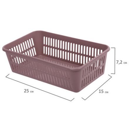 Корзинка 2 литра универсальная, 7,2х25х15 см, для хранения, пластик, ассорти, 331, 433310065 Корзинка 2 литра универсальная, 7,2х25х15 см, для хранения, пластик, ассорти, 331, 433310065