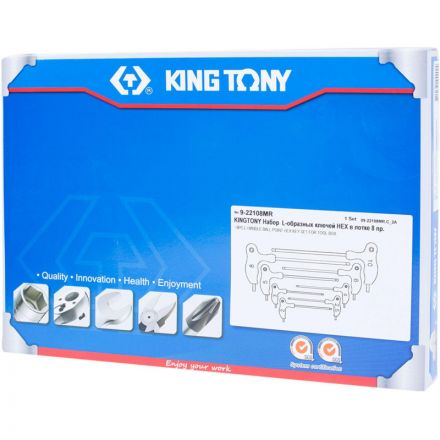 Набор ключей L-образных  Hex, ложемент, 8 предметов KING TONY