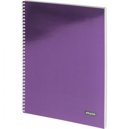 Тетрадь общая А4 96л Attache Metallic Фиолет клетка, греб, картон, фольга