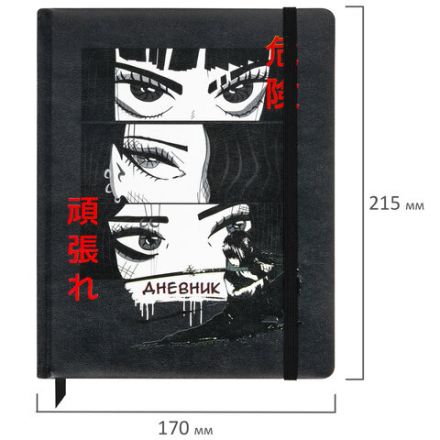 Дневник 1-11 класс 48 л., кожзам (твердая), печать, резинка, конверт, BRAUBERG, "Eyes", 106578