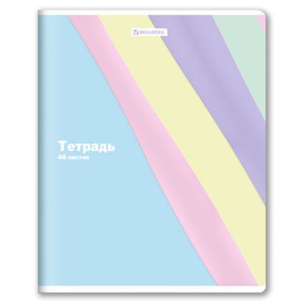 Тетрадь А5 48 л. BRAUBERG скоба, клетка, выборочный лак, кросс-серия PASTEL, 405189