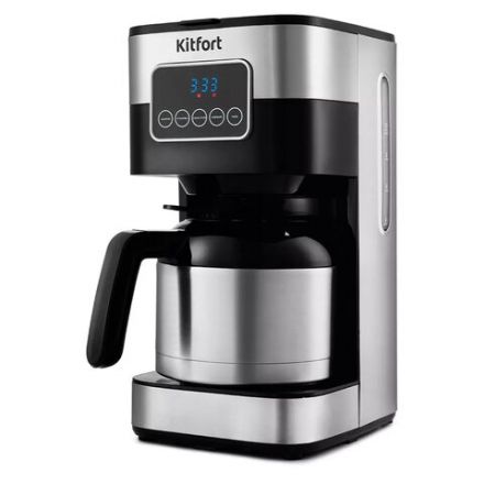 Кофеварка капельная KITFORT КТ-752, 900 Вт, объем 1,25 л, дисплей, черный/стальной
