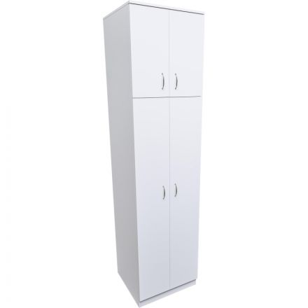 Шкаф SV_распашной комбинированный (600х600х2400) ЛДСП 16мм Белый шагрень