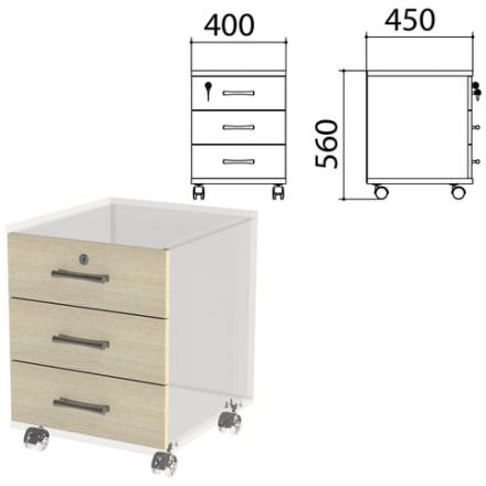 Фасады ящиков для тумбы подкатной "Канц" 400х450х560 мм, цвет дуб молочный, ТК29.15.2 Фасады ящиков для тумбы подкатной "Канц" 400х450х560 мм, цвет дуб молочный, ТК29.15.2