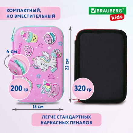Пенал BRAUBERG KIDS большой удобный с откидной планкой, EVA, 22х15х4 см, "Unicorn dreams", 271557 Пенал BRAUBERG KIDS большой удобный с откидной планкой, EVA, 22х15х4 см, "Unicorn dreams", 271557
