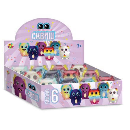 Игрушка-антистресс "Глазастый сквиш. Аксолотль", 8х9 см, ассорти 6 видов, 1TOY, Т26168