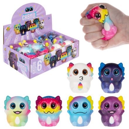 Игрушка-антистресс "Глазастый сквиш. Аксолотль", 8х9 см, ассорти 6 видов, 1TOY, Т26168
