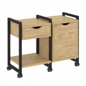 Loft Тумба на колесных опорах наборная. Вариант №3 VR.L-TN-3.K Тиквуд светлый/Чёрный металл 970*460*767 Loft Тумба на колесных опорах наборная. Вариант №3 VR.L-TN-3.K Тиквуд светлый/Чёрный металл 970*460*767