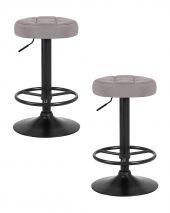 Набор 2 шт Табурет барный DOBRIN BRUNO BLACK, серый велюр (MJ9-75)