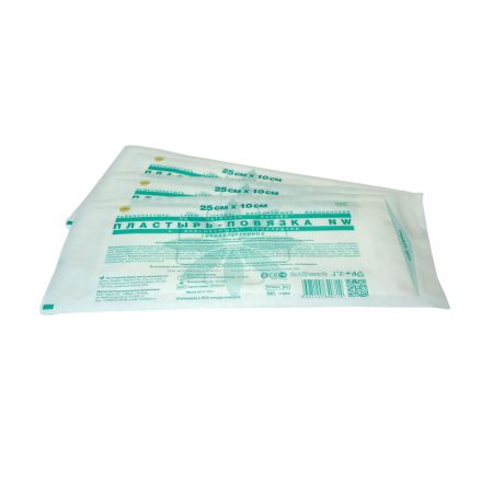 Пластырь-повязка неткан основа впит подушка 25x10см 50шт/уп LEIKO