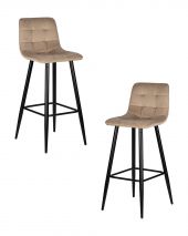 Набор 2 шт Стул барный DOBRIN NICOLE, черные матовые ножки, мокко велюр (108-104) Набор 2 шт Стул барный DOBRIN NICOLE, черные матовые ножки, мокко велюр (108-104)