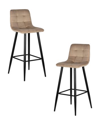 Набор 2 шт Стул барный DOBRIN NICOLE, черные матовые ножки, мокко велюр (108-104) Набор 2 шт Стул барный DOBRIN NICOLE, черные матовые ножки, мокко велюр (108-104)