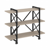 Loft Стеллаж на колесных опорах-3 полки VR.L-MST.K-3.8V Дуб аттик/Чёрный металл 1200*400*968
