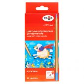 Карандаши цветные Гамма "Мультики", 12цв., супермягкие, увелич. диаметр грифеля 4,0мм, заточен., картон. упак., европодвес