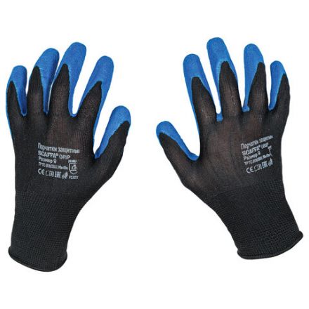 Перчатки нейлоновые SCAFFA "Grip", текстурированное латексное покрытие (облив), размер 9, L (большой), 00-00015296