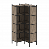 Loft Угловой внутренний стеллаж наборный VR.L-31 Тиквуд тёмный/Чёрный металл 862*862*1869