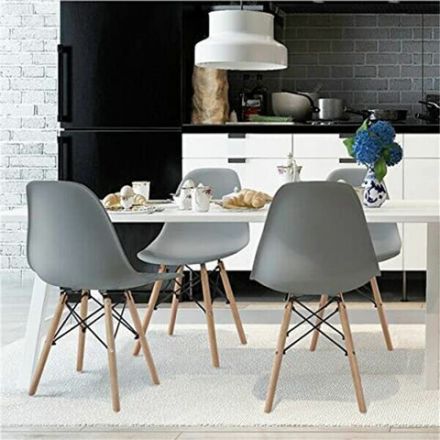 Стулья BRABIX "Eames CF-010", КОМПЛЕКТ 4 шт., пластик серый, опоры дерево/металл, 532632, 2033A