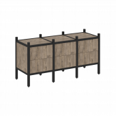 Loft Прямой стеллаж наборный VR.L-06 Тиквуд тёмный/Чёрный металл 1278*446*636