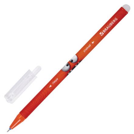 Ручка стираемая гелевая, кросс-серия "МОНСТРИКИ", BRAUBERG, СИНЯЯ, корпус ассорти, игольчатый наконечник 0,5 мм, линия 0,35 мм, 144484