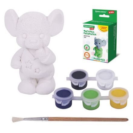 ФИГУРКА ИЗ ГИПСА с красками и кистью для росписи, ассорти, BRAUBERG KIDS, 665203