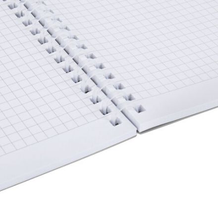 Тетрадь обложка пластик, А5 80 л., гребень мягкий, вырубка для ручки, клетка, BRAUBERG, серый, 405377