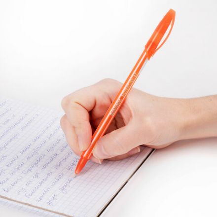 Ручка шариковая масляная BRAUBERG STRIPES, СИНЯЯ, корпус ассорти, узел 0,7 мм, линия письма 0,35 мм, 143736