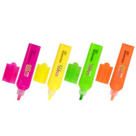 Набор текстовыделителей 4 НЕОНОВЫХ ЦВЕТА, STAFF "EVERYDAY HL-720", линия 1-5 мм, скошенный наконечник, 152555
