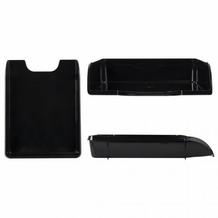 Лоток горизонтальный для бумаг BRAUBERG "Classic", 330х255х62 мм, черный, 237285