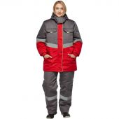 Костюм рабочий зимний женский з43-КПК сер/красн (р.64-66) 158-164 (серия З)