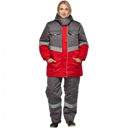 Костюм рабочий зимний женский з43-КПК сер/красн (р.64-66) 158-164 (серия З) Костюм рабочий зимний женский з43-КПК сер/красн (р.64-66) 158-164 (серия З)