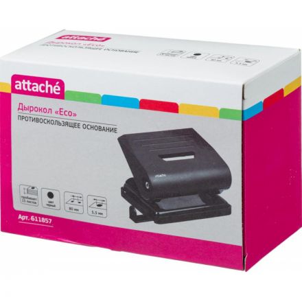 Дырокол Attache Eco до 15 листов черный с линейкой Дырокол Attache Eco до 15 листов черный с линейкой