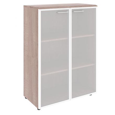 Шкаф со стеклянными дверьми в алюминевой рамке с топом WMC 85.7 Дуб Сонома 856х432х1184 WAVE