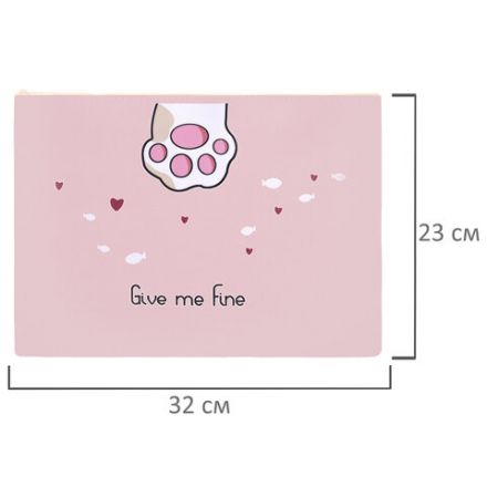 Папка для тетрадей ПИФАГОР А4, 1 отделение, ПВХ, на молнии, ассорти, "Pawesome", 32x23 см, 273829