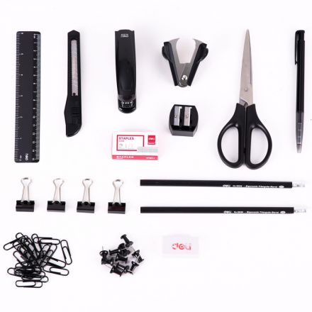 Набор настольный Deli E38250A 15 предметов черный вращающийся