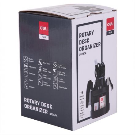 Набор настольный Deli E38250A 15 предметов черный вращающийся