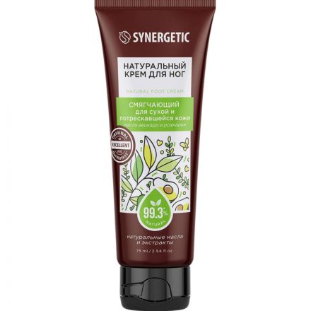 Крем для ног SYNERGETIC для сухой и потрескавшейся кожи 75 мл