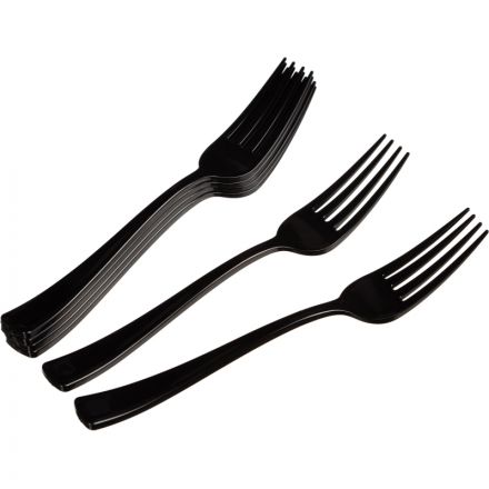 Вилка одноразовая 190мм, черная, ПС 50 шт/уп