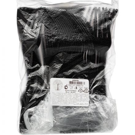 Вилка одноразовая 190мм, черная, ПС 50 шт/уп