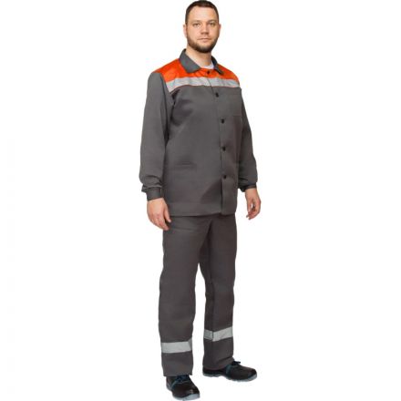 Костюм рабочий летний муж. л16-КПК с СОП сер/оранж (р.56-58) 170-176 Костюм рабочий летний муж. л16-КПК с СОП сер/оранж (р.56-58) 170-176