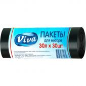 Мешки для мусора на 30 л Viva черные (ПНД, 5 мкм, в рулоне 30 шт, 30х30 см)