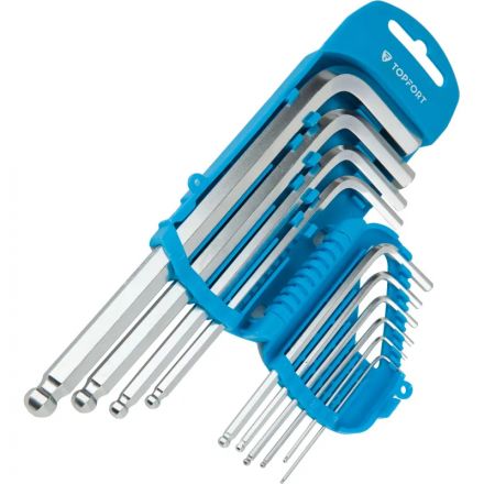 Набор ключей шестигранных с шаровым окончанием TOPFORT 10шт (1,27-10 мм)