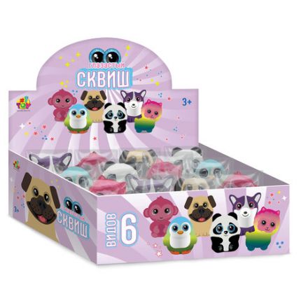 Игрушка-антистресс "Глазастый сквиш. Животные", 8х9 см, ассорти 6 видов, 1TOY, Т26310