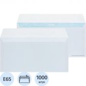 Конверт белый E65 стрип 110х220 80г КОМУС 1000шт/ уп