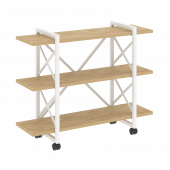 Loft Стеллаж на колесных опорах-3 полки VR.L-MST.K-3.8V Тиквуд светлый/Белый металл 1200*400*968