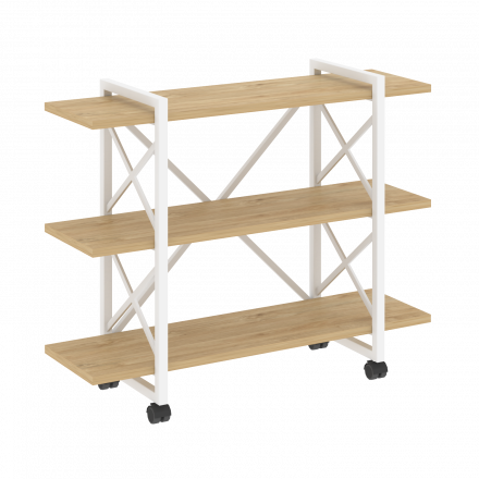 Loft Стеллаж на колесных опорах-3 полки VR.L-MST.K-3.8V Тиквуд светлый/Белый металл 1200*400*968 Loft Стеллаж на колесных опорах-3 полки VR.L-MST.K-3.8V Тиквуд светлый/Белый металл 1200*400*968