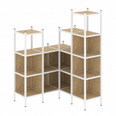 Loft Угловой внутренний стеллаж наборный VR.L-39 Тиквуд светлый/Белый металл 1278*1278*1869