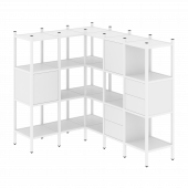 Loft Угловой внутренний стеллаж наборный VR.L-30 Белый бриллиант/Белый металл 1278*1278*1458